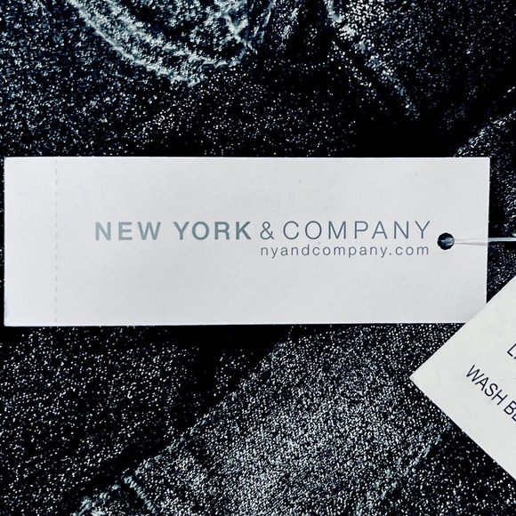 New York & Co SoHo Jeans Legging Jeggings Size 4 Silver Metallic Black Stretch - Picture 11 of 13